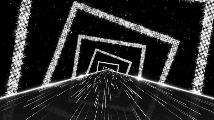 4K银色方框光圈光线隧道视频5