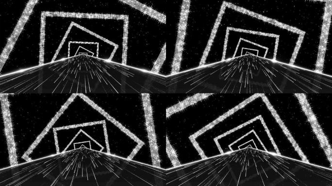 4K银色方框光圈光线隧道视频5