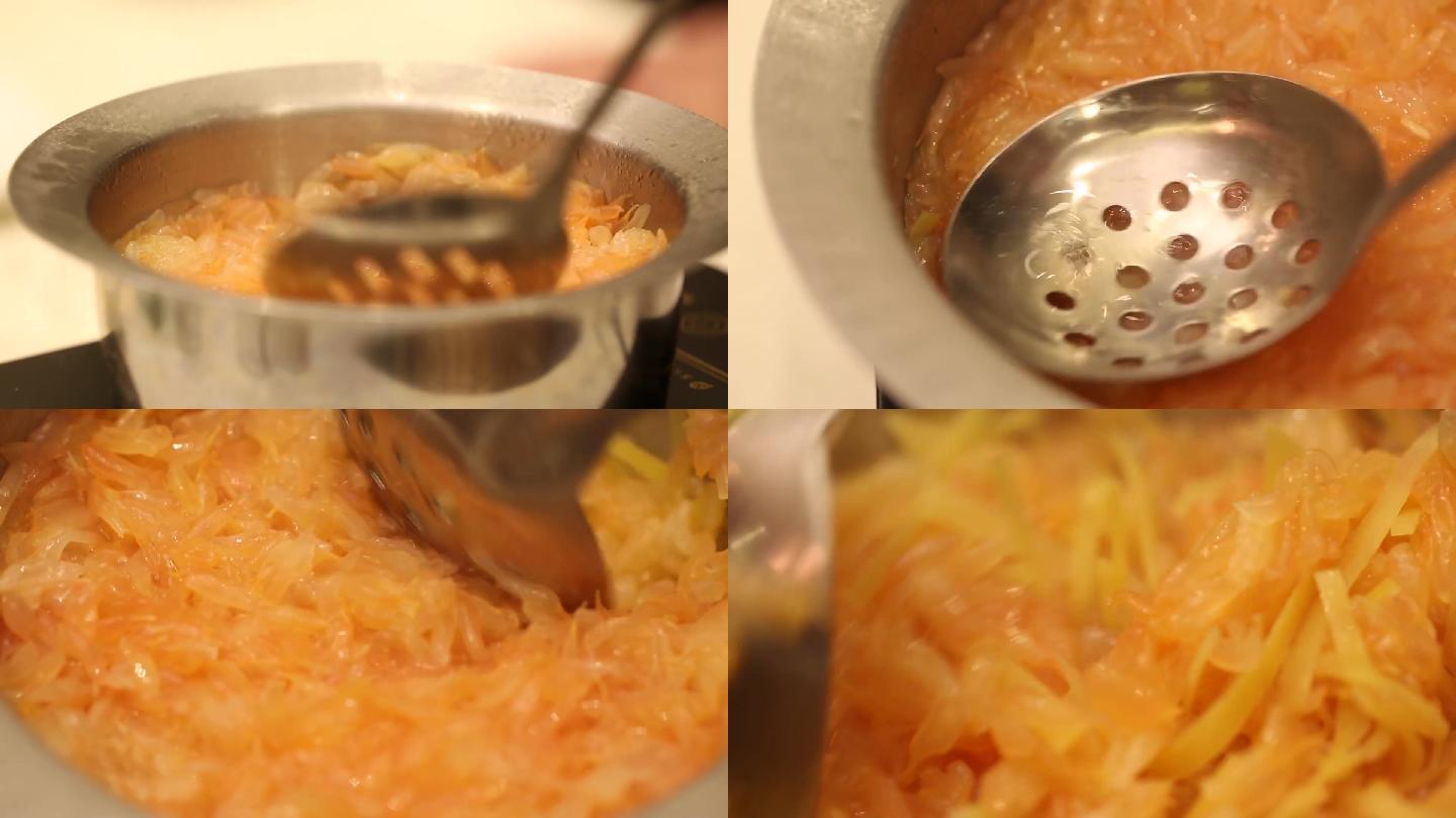 【镜头合集】果肉柚子皮煮制柚