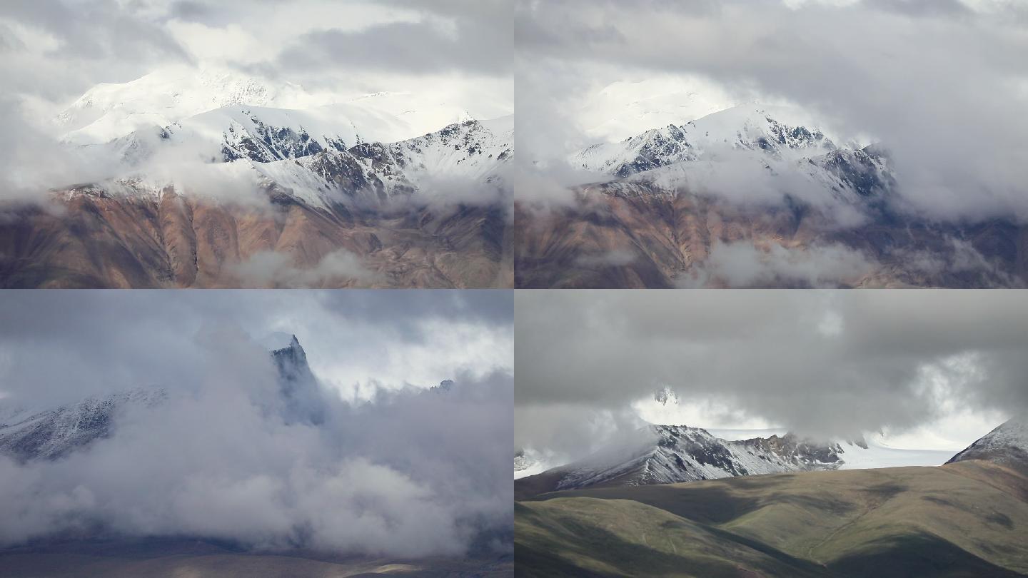 青藏高原 雪山云层流动 延时拍摄