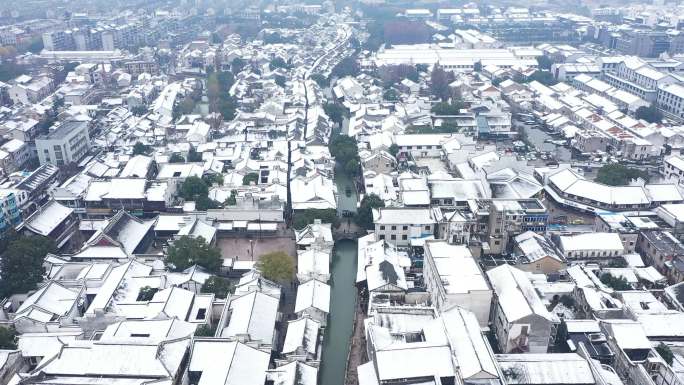 浙江嘉兴乌镇冬季雪景风光