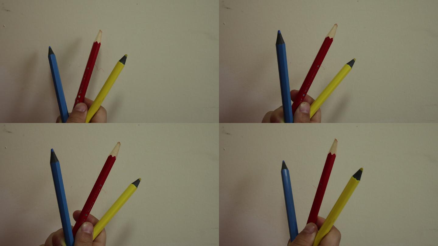 彩色铅笔画画三原色红黄蓝高清50帧