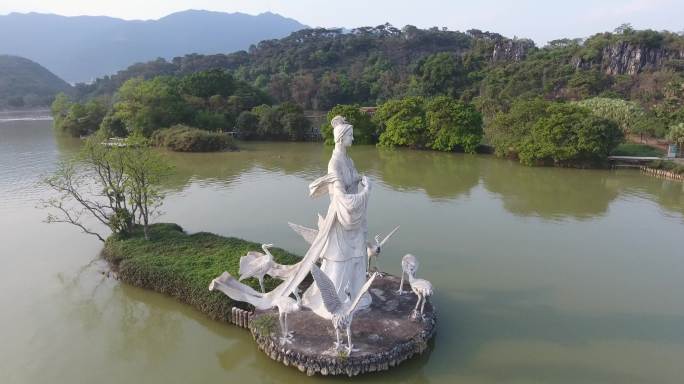 肇庆市端州区仙女湖仙女像航拍