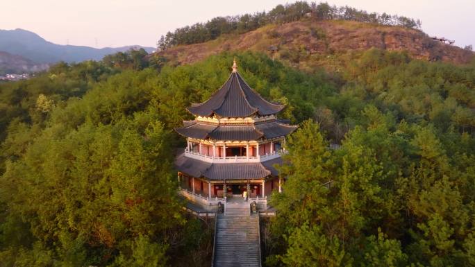 航拍浙江金华金华山大佛寺