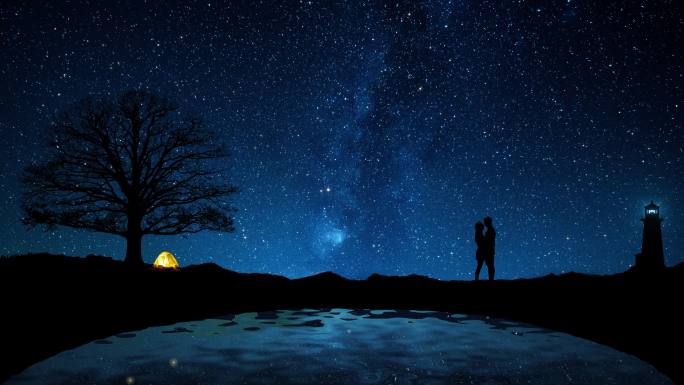 月亮湖星空流星雨