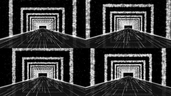 4K银色方框光圈光线隧道视频2