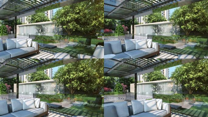 城市会客厅 小区休闲空间 三维建筑动画