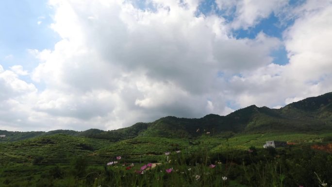 高山延时蓝天白云风景