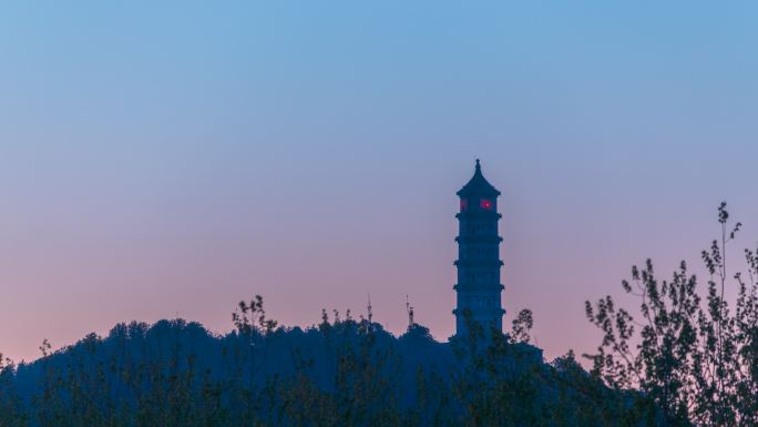 佛塔 玉峰塔 玉泉山 晨曦 淡紫色天空