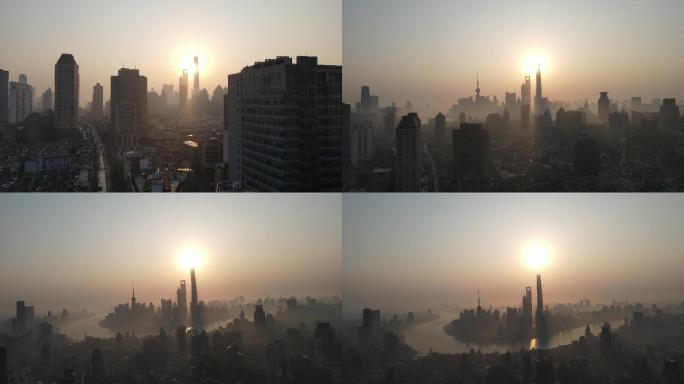 4K-2022上海城市航拍空镜500米高