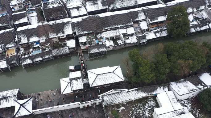 浙江嘉兴乌镇冬季雪景风光