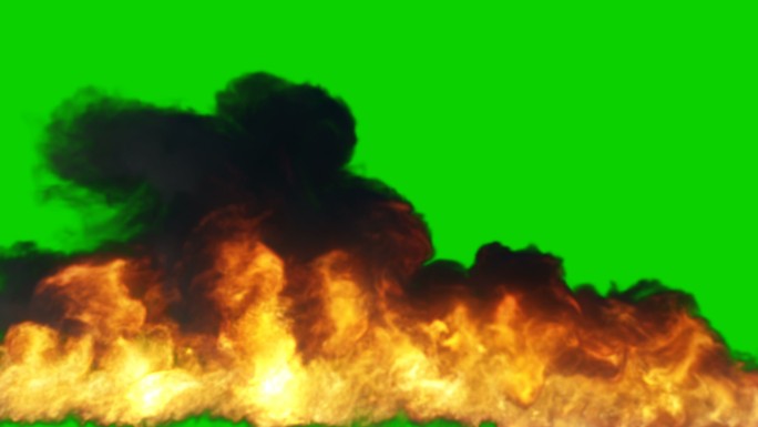 浓烟滚滚的烈焰绿屏绿布绿幕素材抠图抠像