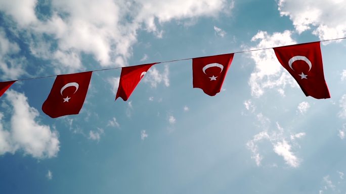 土耳其国旗旗子空镜头宣传片