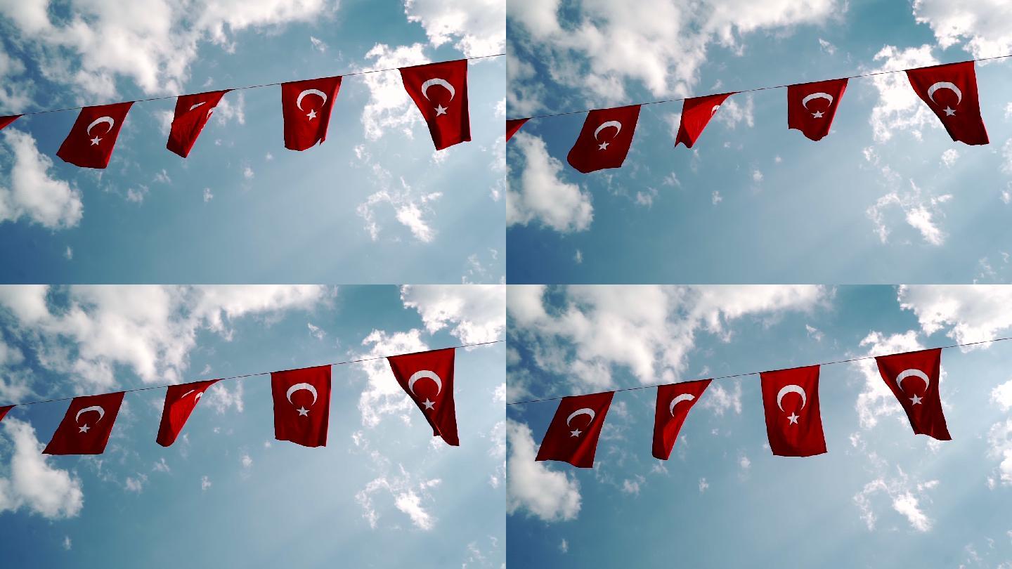 土耳其国旗旗子空镜头宣传片