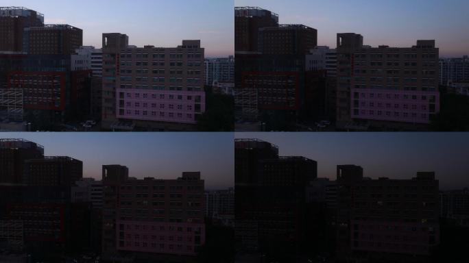 北京海淀北医三院大楼日落中景延时