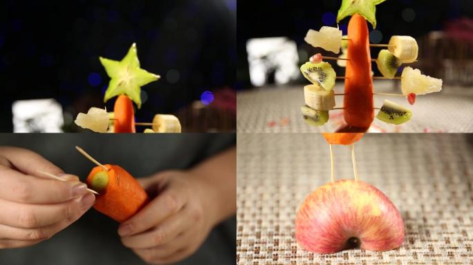 【镜头合集】胡萝卜制作水果塔