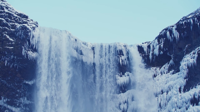 冰川瀑布溪流升格纯净水源