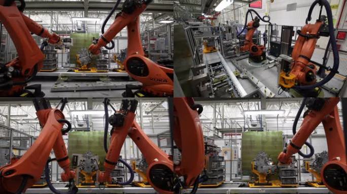 汽车工业机器人在装配线工作