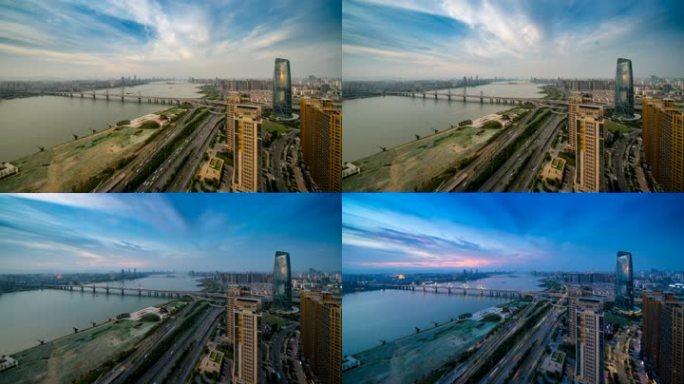 江西省南昌市朝阳新区跨江大桥与摩天大楼