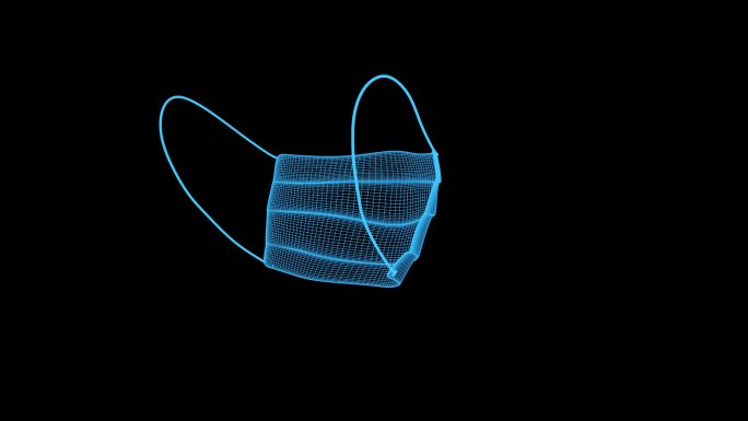 蓝色线框全息科技口罩动画带通道