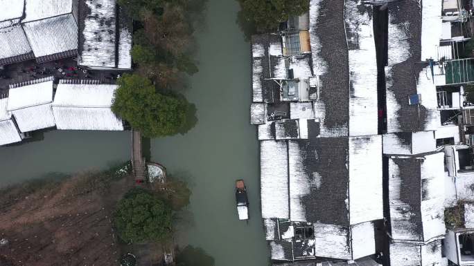 浙江嘉兴乌镇冬季雪景风光