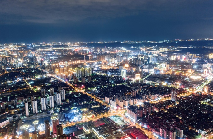 株洲城市夜景航拍延时 天元区 河西 5K