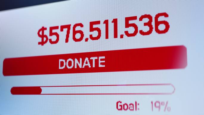 慈善网站上的捐款按钮，捐款数量上升