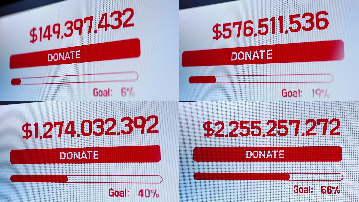 慈善网站上的捐款按钮，捐款数量上升