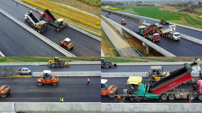 高速公路铺沥青修路视频 修路现场 修路