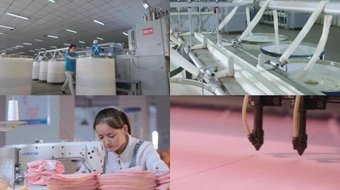 4K_纺织厂织布 纤维 织布 缝纫机