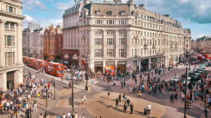 伦敦城市景观建筑群现代化大气外景全景空镜