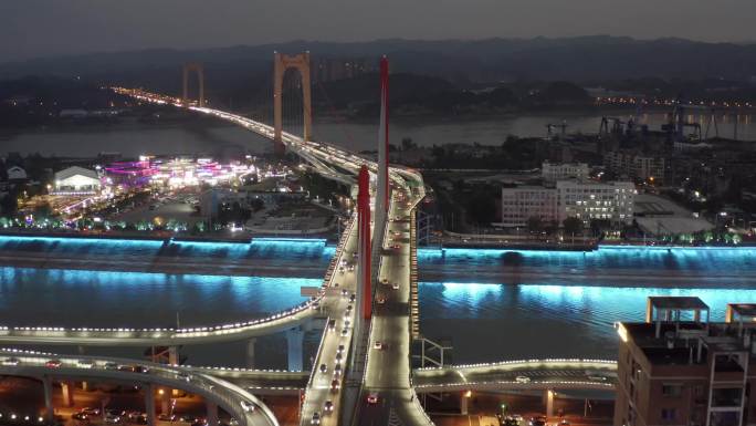至喜长江大桥夜景航拍