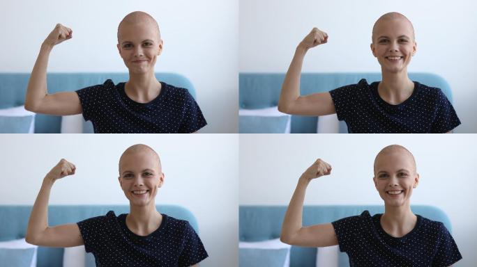 坚强的女人癌症病人抗癌阳光自信