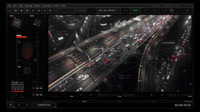 城市交通HUD界面标注连线科技感