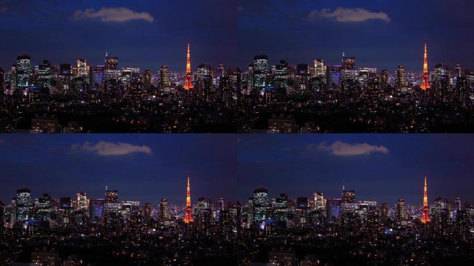 东京塔夜景国外外国日本地标繁华风光