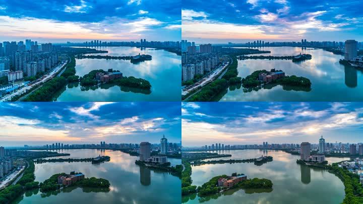 江西南昌青山湖早晨的延时摄影