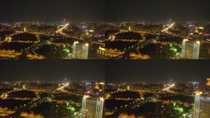航拍郑州中州大道夜景