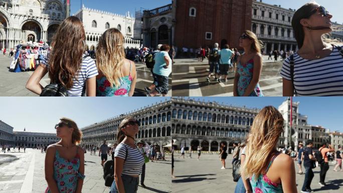 威尼斯女游客游客旅游女孩女子参观