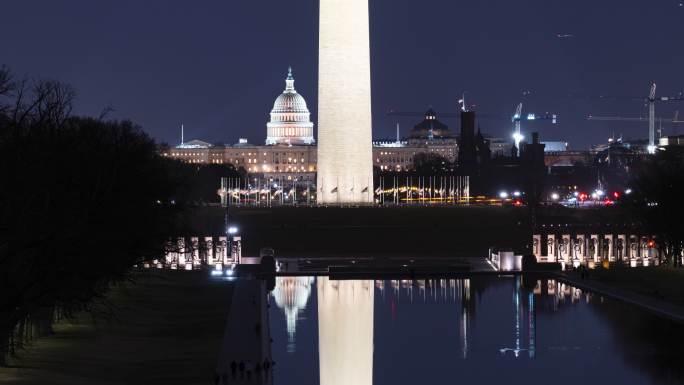 华盛顿特区夜景美国白宫欧美国家