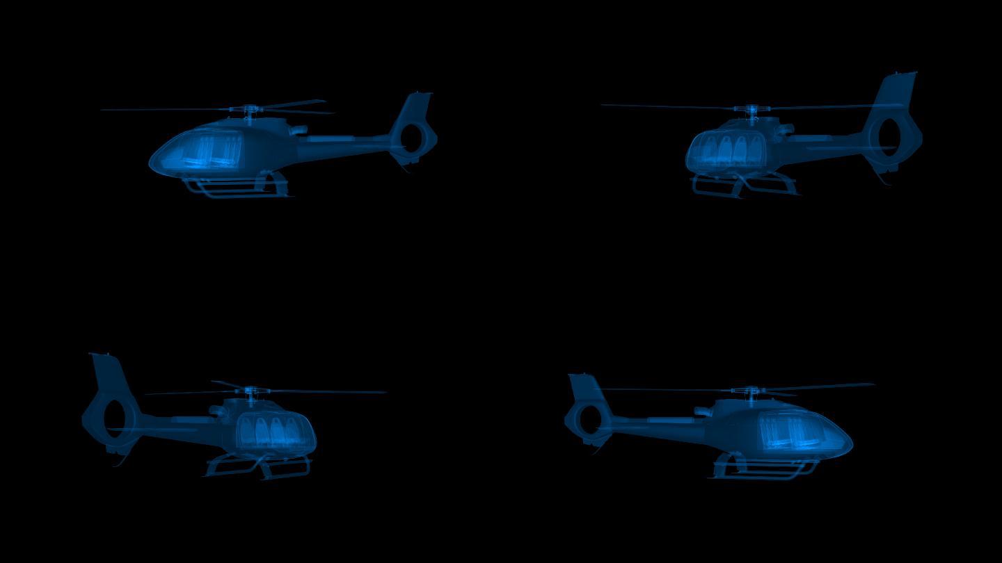 4K三维光影直升机展示通道循环