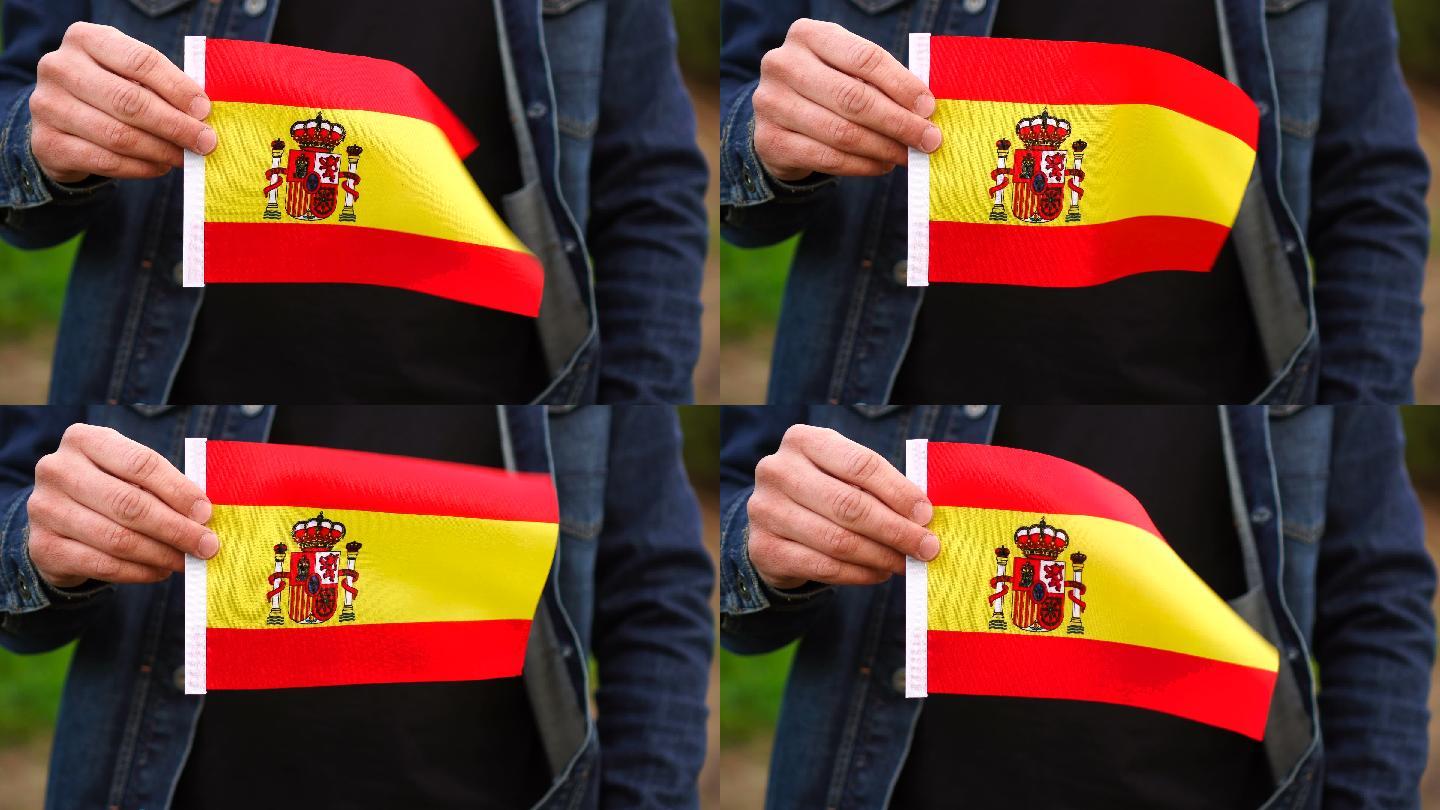 西班牙国旗西班牙国旗飘扬西班牙斗牛士牛仔