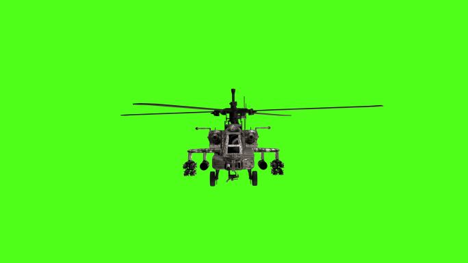 绿色屏幕上的直升机。