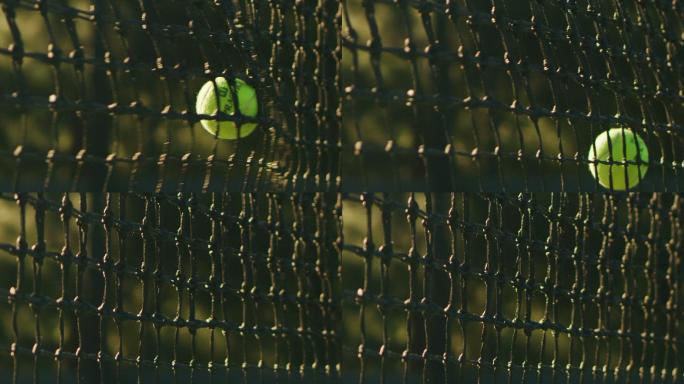 网球运动特写镜头慢镜头慢动作球网网子