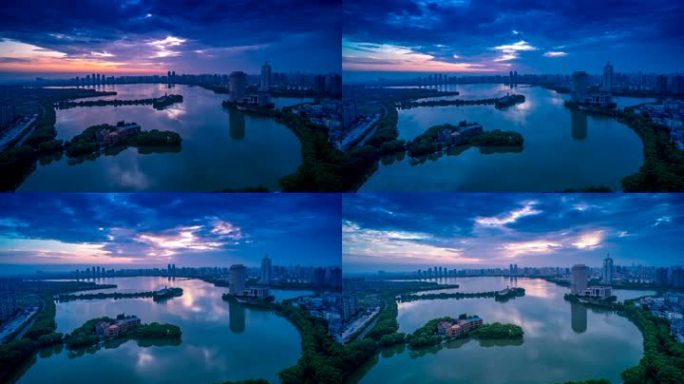 江西南昌青山湖早晨的延时摄影