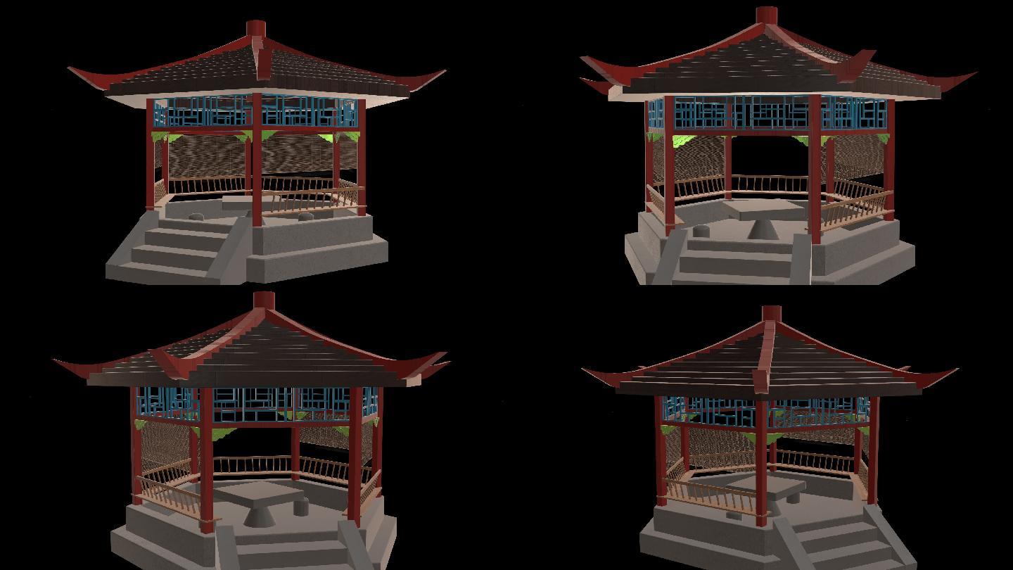 凉亭3d模型-背景透明