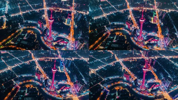 成都地标339市中心超高空夜景航拍延时