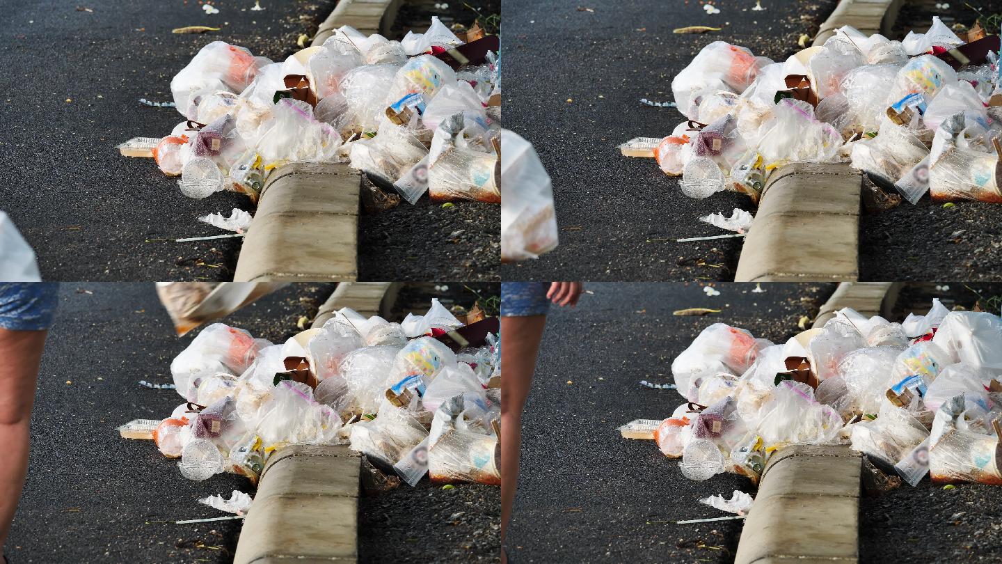 街边的垃圾堆废品排放卫生环保治理