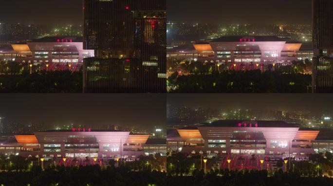 航拍郑州东站夜景