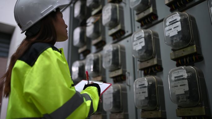 女电气工程师检查电压