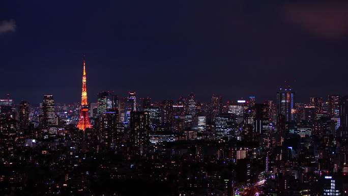 东京塔夜景国外外国日本繁华地标旅拍